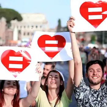Manifestazione a favore della legge sulle unioni civili